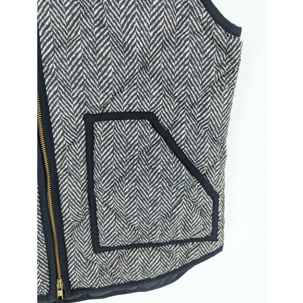 Women's J. Crew Quilted Down Herringbone Puffer Vest, Black & White, Small - Picture 3 of 7